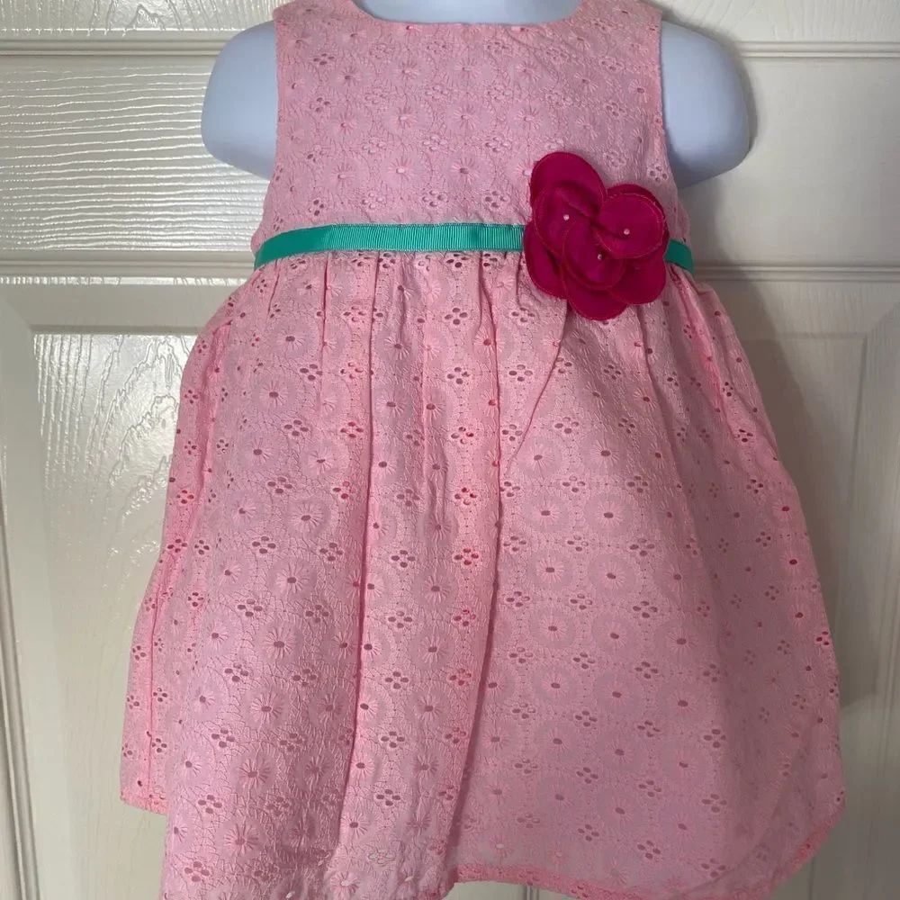 FIRST IMPRESSIONS Pink Eyelet Dress